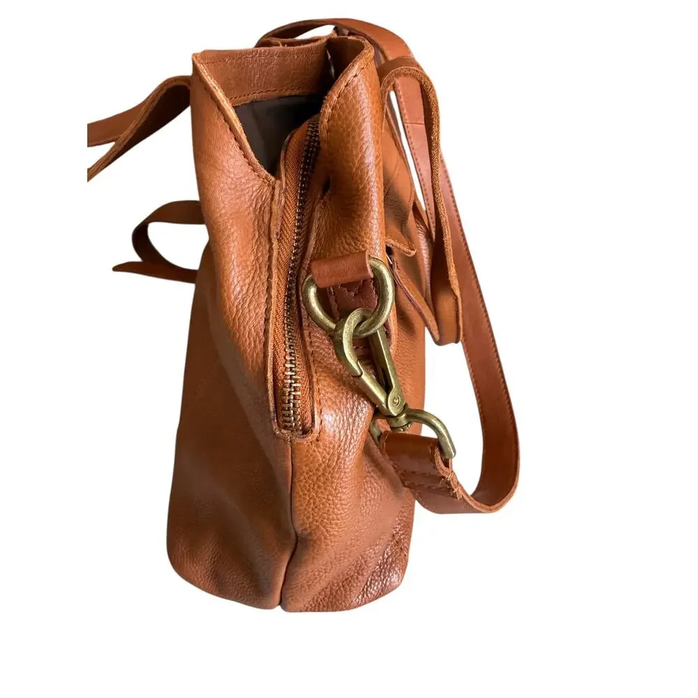 Vileanca Cognac Leather Satchel Crossbody Bag